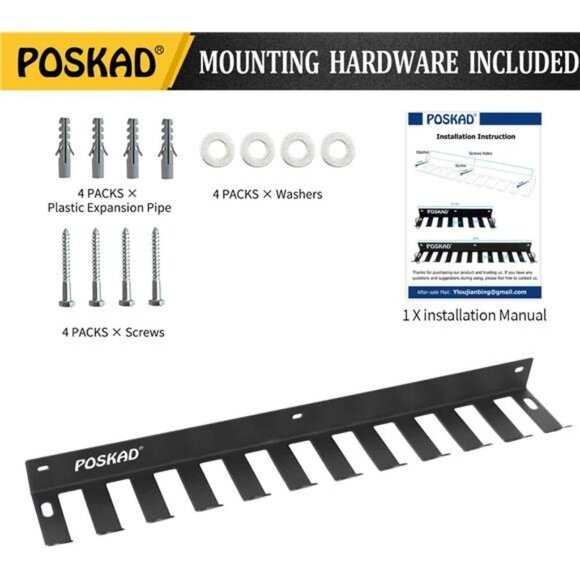 Gym Storage Rack,8 OR 12 Hook Heavy-Duty Steel Gym Organizer Wall Mount Hanger - Picture 4 of 6